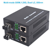 1.25G Bi-Di Gigabit Multi-Mode Fiber Media Converter (A pair), SFP slot, with 2 Bidi SFP LC Fiber Module, MMF, 850nm, up to 550meters – 2 Pack